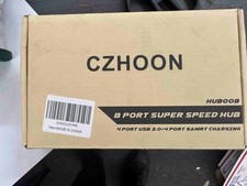 CZHOON 8 Port Super Speed USB 3.0 Hub 4 Port Smart Charging HUB008 NEW Black picture