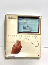 RARE 1984 Macintosh 128K M0001 MacWrite MacPaint BOX Set 1st Mac Software New picture