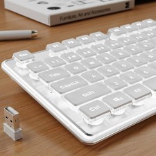 SEUNKWANG EWEADN X7S Wireless Keyboard with White Keycaps, 2.4G Rechargeable ... picture