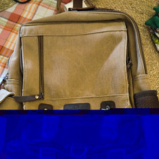 Plambag Tan Canvas Laptop Backpack 15 in Padded Compartment Adjustable Strap picture