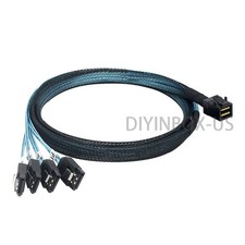 Mini SAS HD SFF 8643 to (4) SATA Breakout Forward Hard Disk Cable 1M =LSI00411 picture