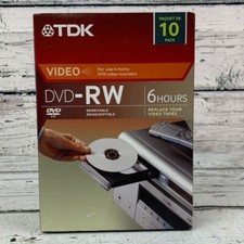 TDK DVD-RW 6 Hours Video Recording Discs 10 Pack Rewritable 4.7GB DVD Recorder picture