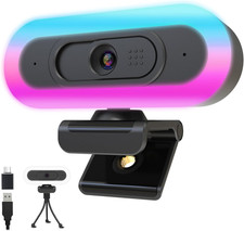 2K Webcam for Pc,Streaming Computer Camera with Fill RGB Lights,Autofocus Webcam picture