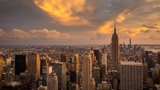 Landscape clouds city manhattan sunset new york usa Custom Gaming Mat Desk picture