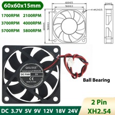 6015 Cooling Fan Mini Silent Brushless Fans DC 3.7V-24V Ball Bearing 60x60x15mm picture