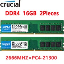 Crucial DDR4 32GB 2X16GB 2666 Mhz  PC4-21300 288pins Desktop Memory Dimm Ram picture