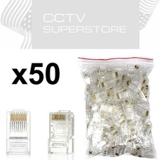 50 pcs RJ45 Network Modular Plug Cat6 Connector Clear 8p8c Gold Plated picture
