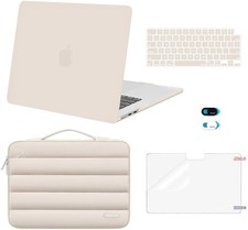Sleeve for MacBook Air 15 inch, Plastic Hard Shell Case & Puffy Sleeve Bag, Sand picture