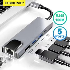 5-IN-1 USB C Docking Station Type C to RJ45 100M/HD 4K Splitter USB 3.0 5Gbps Hi picture