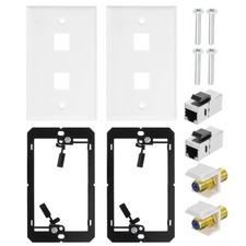 2 Pack Ethernet Wall Plate, 2 Port Cat 7 Ethernet Wall Outlet Jack RJ45 Coupler picture