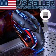 Wireless Gaming Mouse Silent RGB Rechargeable LED Optical USB Mouse picture