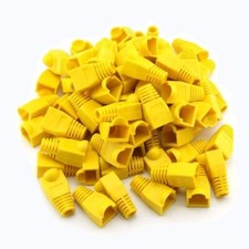 RJ45 Strain Relief Boot Yellow Cat5e/Cat6 End Cap Ethernet Cable Plug Cover LOT picture