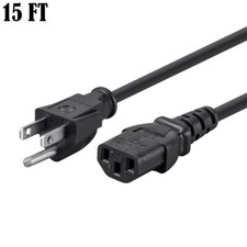 15FT 3-Prong Power Cord Cable US AC NEMA 5-15P to IEC320 C13 PC Computer 14AWG picture