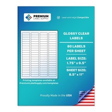 Premium Label Supply Glossy Clear Return Address Labels 1.75