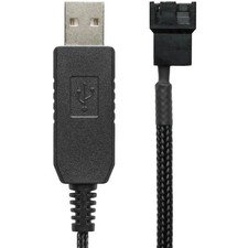 Elegant 12-Inch USB 12V Step-Up Fan Adapter - Black Sleeved Cooling Solution picture