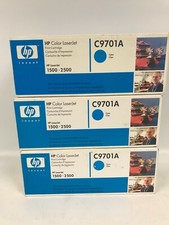 Lot of 3 HP C9701A Cyan Toner Cartridges picture