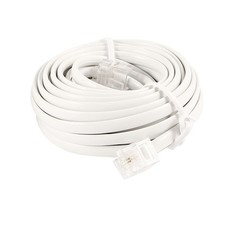 Grey White RJ11 6P2C Modular Telephone Extenstion Cable 4.5M 15ft picture