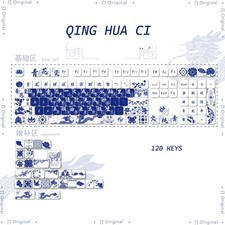 MAIMOOO PBT Keycaps 120-Key Cherry Qx3 Blue White Porcelain Chinese Style picture