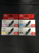Genuine Canon CLI-251 XL BLACK/CYAN/MAGENTA/YELLOW Color Ink Cartridges 4 PACK picture