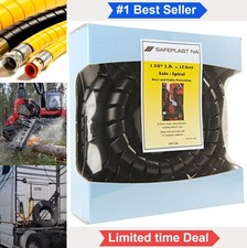 Spiral Wrap Hose Cable Protector 1.5 Inch 12 ft Black HDPE Outdoor Hydraulic picture