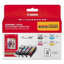 Canon® 2945B011 (PGI-220/CLI-221) Ink/Paper Combo, Black/Cyan/Magenta/Yellow picture