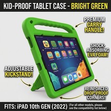 Kids Shock-Proof Case for iPad 10th Gen - Green, Handle & Stand picture