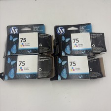 Lot Of 4  New Open Box HP Original Ink Cartridge 75 TriColor Expired 2022 & 2025 picture