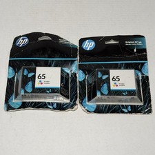 HP 65 Ink Cartridge Tri-Color Exp Feb April 2023 New Sealed 2 Packs picture