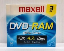 Maxell DVD-RAM Data-Video Disc Rewritable 4.7GB 2 Hours 3 Pack Sealed New picture