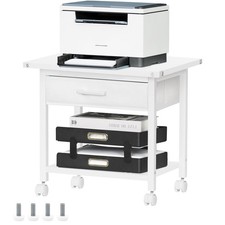 Lerliuo Under Desk Rolling Printer Stand with Drawer, 2Tier Industrial Mobile... picture