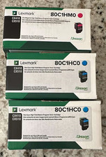 Lexmark 80C1HC0 High Yield Toner Cartridges, Lot Of 3 ( 1-Magenta, 2-Cyan ) New picture
