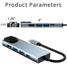 5 IN 1 Type-C to USB 3.0 Hub 4K HDMI RJ45 Ethernet Adapter for Macbook Keyboard picture