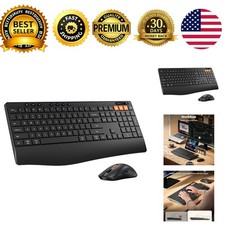 KM40 Wireless Keyboard Mouse Combo Ergonomic Wave Wrist Rest picture