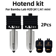 2PCS H2D Hotend Kit, 0.4+0.2mm Hardened Steel Nozzle for Bambu Lab H2D/A1/A1 Min picture