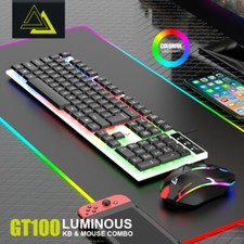  RGB Mouse & Backlit Keyboard, 104-Key Suspension Keycap, Wired USB for PC picture