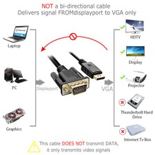 DisplayPort DP to VGA Cable Gold Plated 6 Feet Cord 1080p For Lenovo Dell HP picture