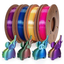 Tri Color Silk PLA 3D Printer Filament Bundle 1.75mm Multi Pack 4 Spools 250g picture