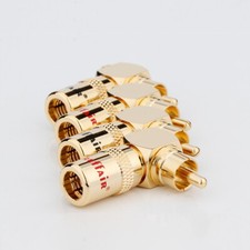 4PCS Gold Plated 90 Degree Right Angle Speaker RCA Plugs Audio Jack Connectors picture