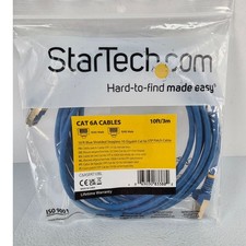 StarTech 10ft Blue Cat 6a STP Shielded Snagless 10Gb Ethernet Cable C6ASPAT10BL picture