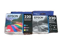 Epson 220 C/M/Y 3pk Ink Cartridges - Cyan, Magenta, Yellow + 2 Black 05/2023 picture