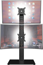 Dual Monitor Stand - Vertical Stack Screen Free-Standing Monitor Riser Fits Two picture
