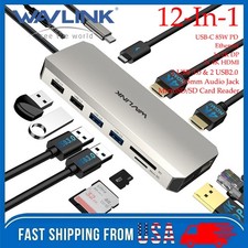 WAVLINK USB C Hub Triple Monitor Laptop Docking Station 4K Dual HDMI DP 100W PD picture