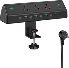 Jgstkcity 90W Desk Clamp Power Strip 12 USB Ports 6 PD 45W USB-C Black picture