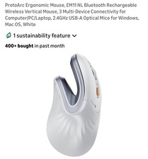 ProtoArc EM11 Ergonomic Vertical Wireless Mouse Rechargeable BT 2.4GHz 3-Device picture