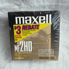Maxell MF2HD High Density 3.5” Floppy Disks 1.44 MB PC - 10 PK VINTAGE NEW picture