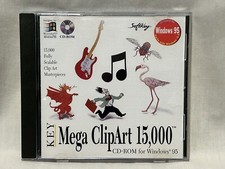 Softkey Mega Clip Art 15,000 CD Rom 1995 Fully Scalable Masterpieces LikeNew picture