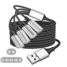 Fidioto USB Y Splitter, A 1 Male to 4 Female Extension Cable, USBA Black picture