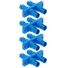 4 Pcs ST to ST Duplex Single Mode Fiber Optical Connector Adapter w/ Flange Blue picture
