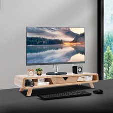 Bamboo Monitor Stand With Drawer & Back Baffle 4.5in Height Riser picture
