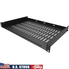 19 Inch 1U Rackmount Shelf Metal 12 Inch Deep Adjustable IT Equipment Holder New picture